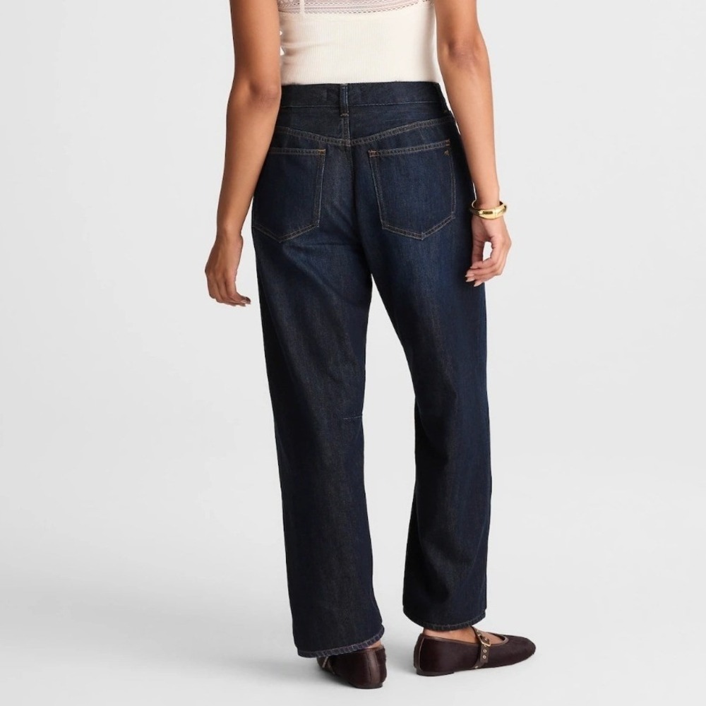 Madewell Curvy Darted Barrel Leg Jeans Button Fly Soft Drape Dark Wash Blue 29 - Picture 2 of 11